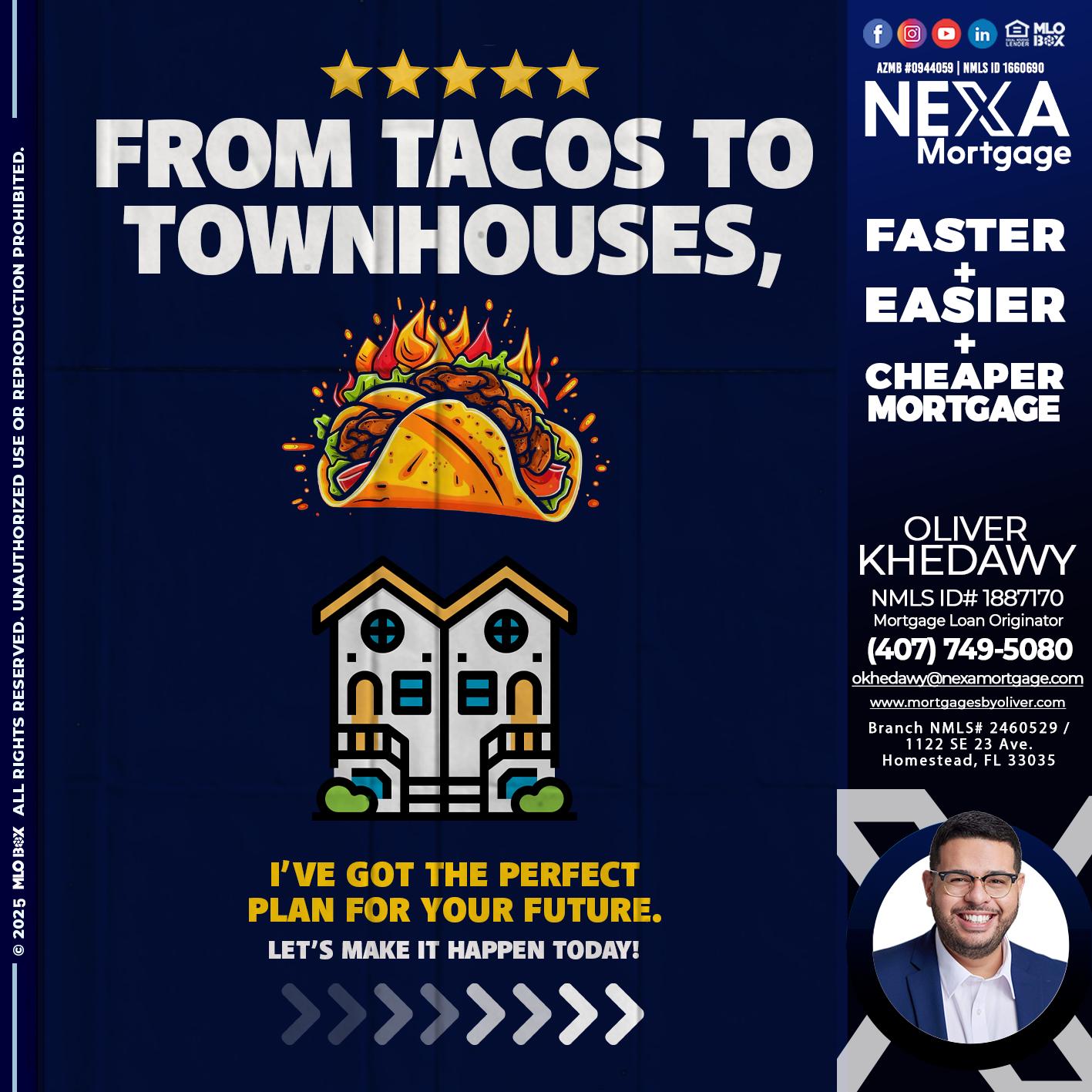 from tacos to townhomes - Oliver Khedawy -Mortgage Loan Originator