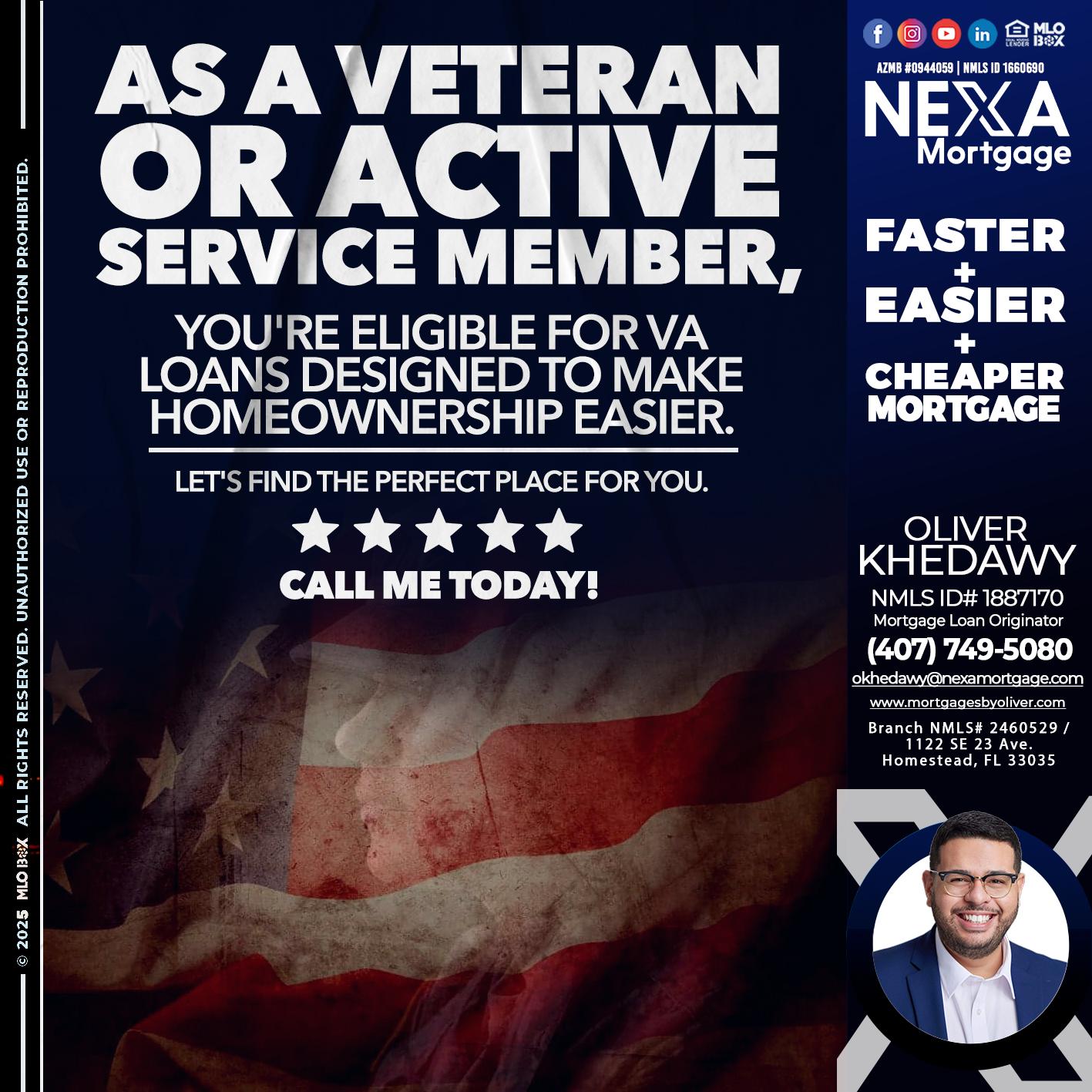 AS A VETERAN MEMBER - Oliver Khedawy -Mortgage Loan Originator