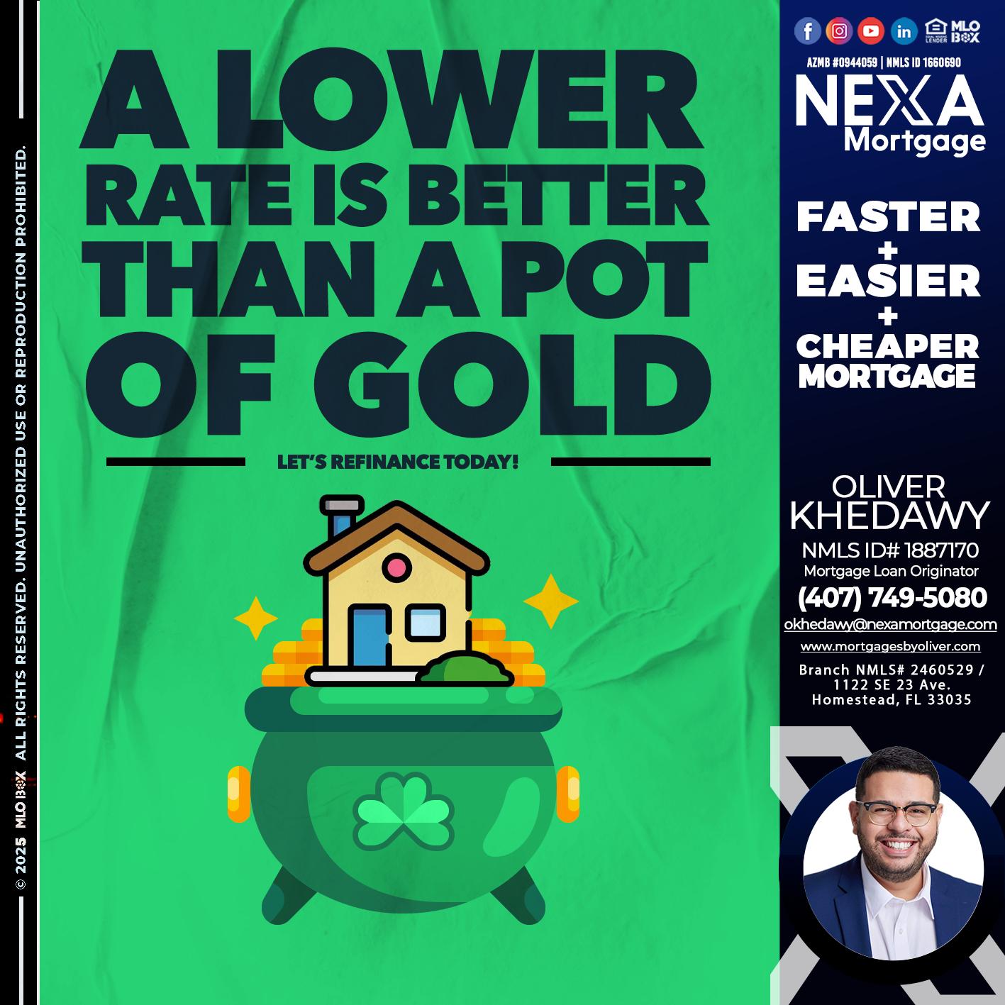 A LOWER RATE - Oliver Khedawy -Mortgage Loan Originator