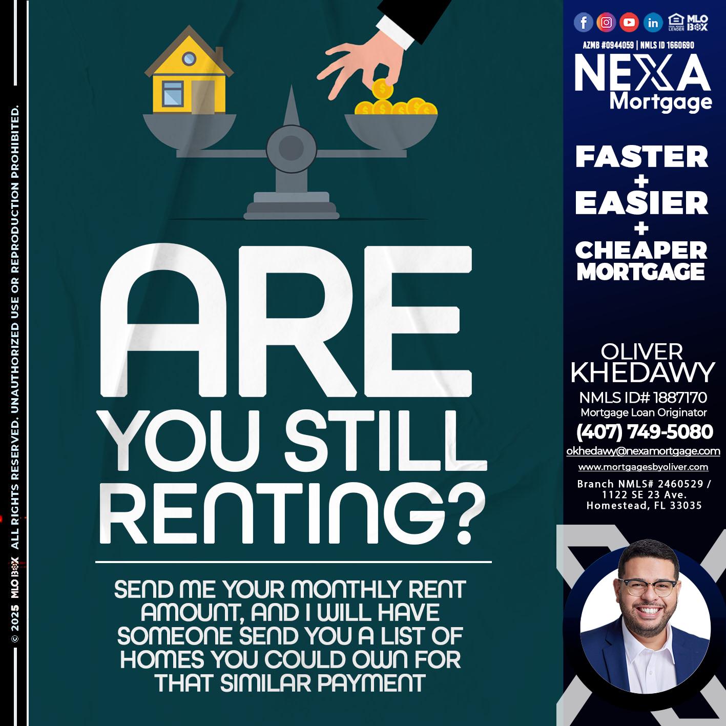 ARE YOU STILL RENTING? - Oliver Khedawy -Mortgage Loan Originator