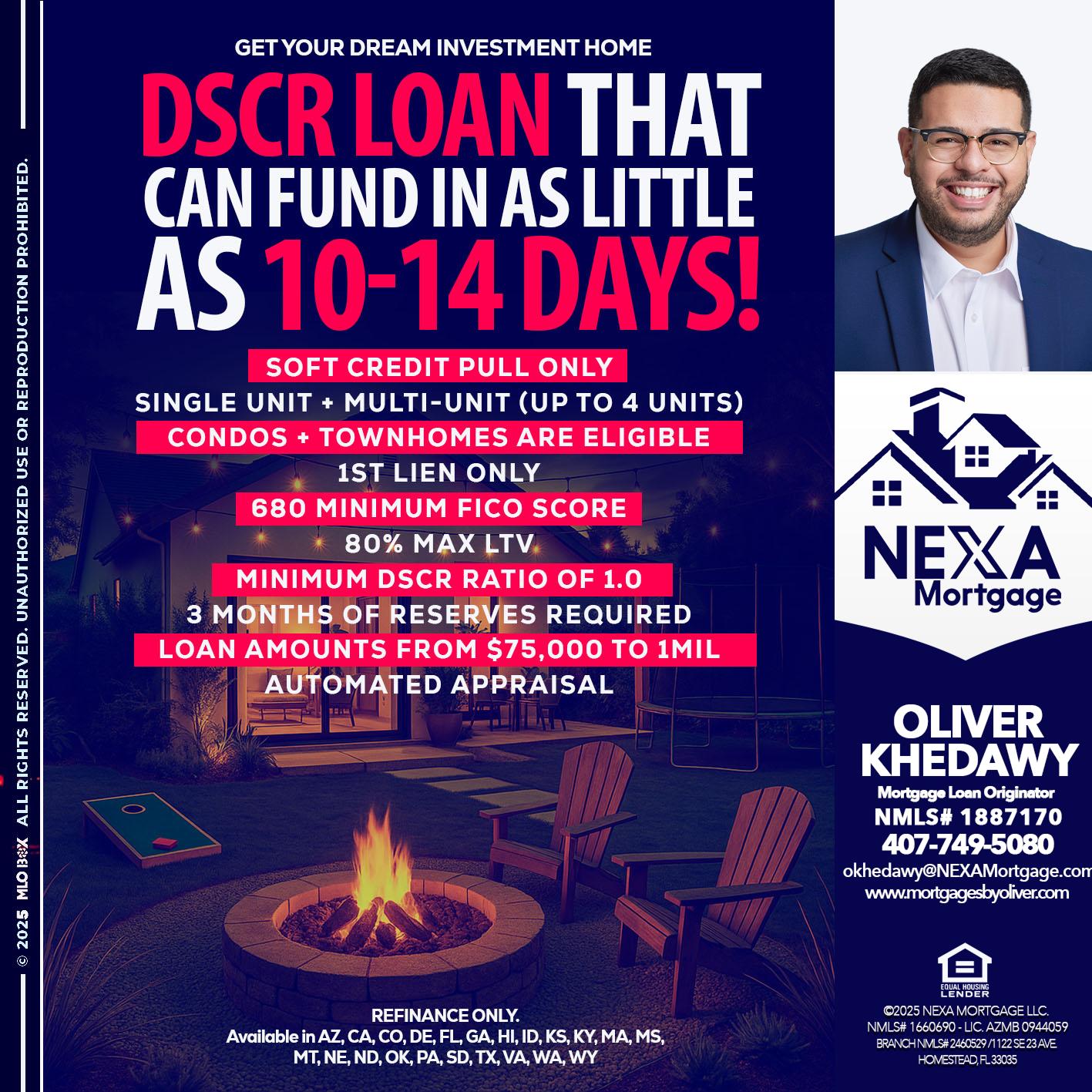 DSCR LOAN - Oliver Khedawy -Mortgage Loan Originator
