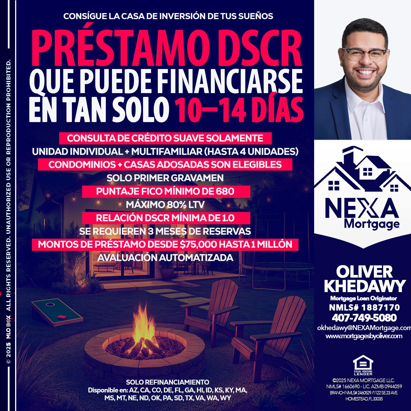 PRESTAMOS DSCR - Oliver Khedawy -Mortgage Loan Originator