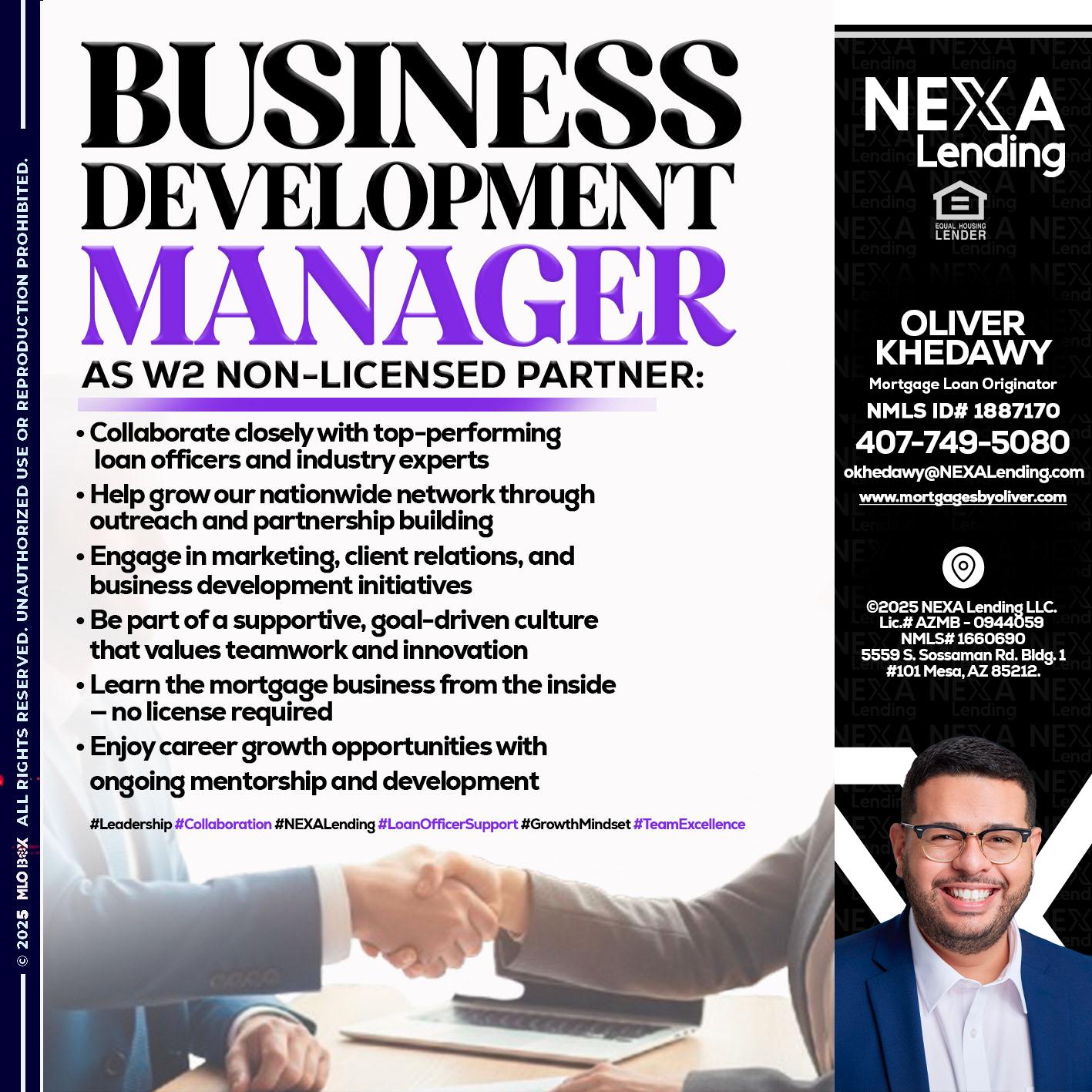 business development - Oliver Khedawy -Mortgage Loan Originator