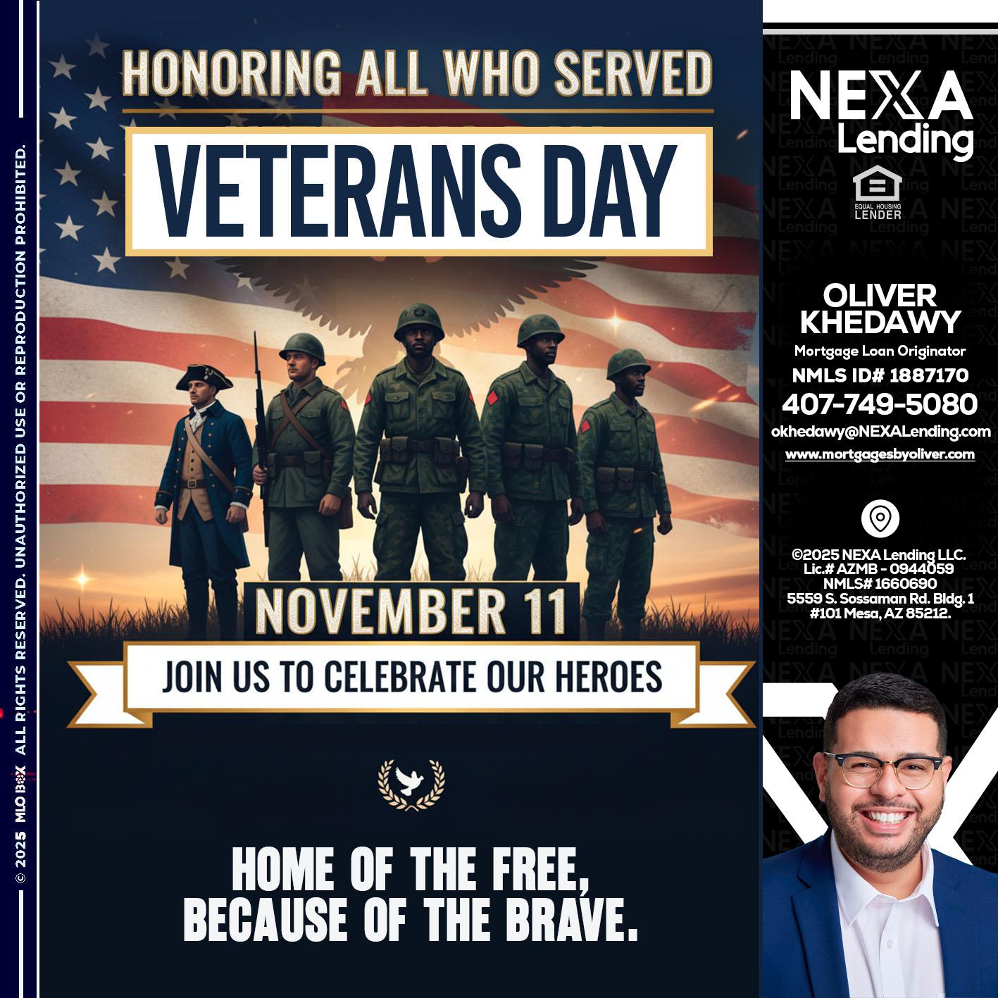 VETERANS DAY - Oliver Khedawy -Mortgage Loan Originator