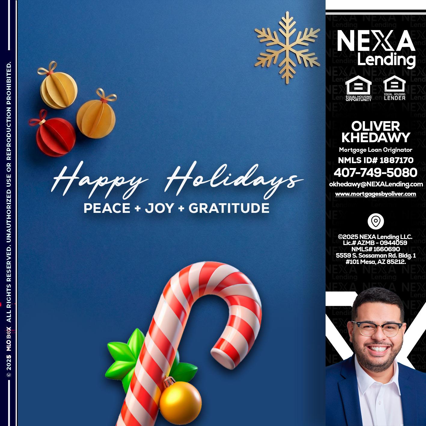 HAPPY HOLIDAYS - Oliver Khedawy -Mortgage Loan Originator
