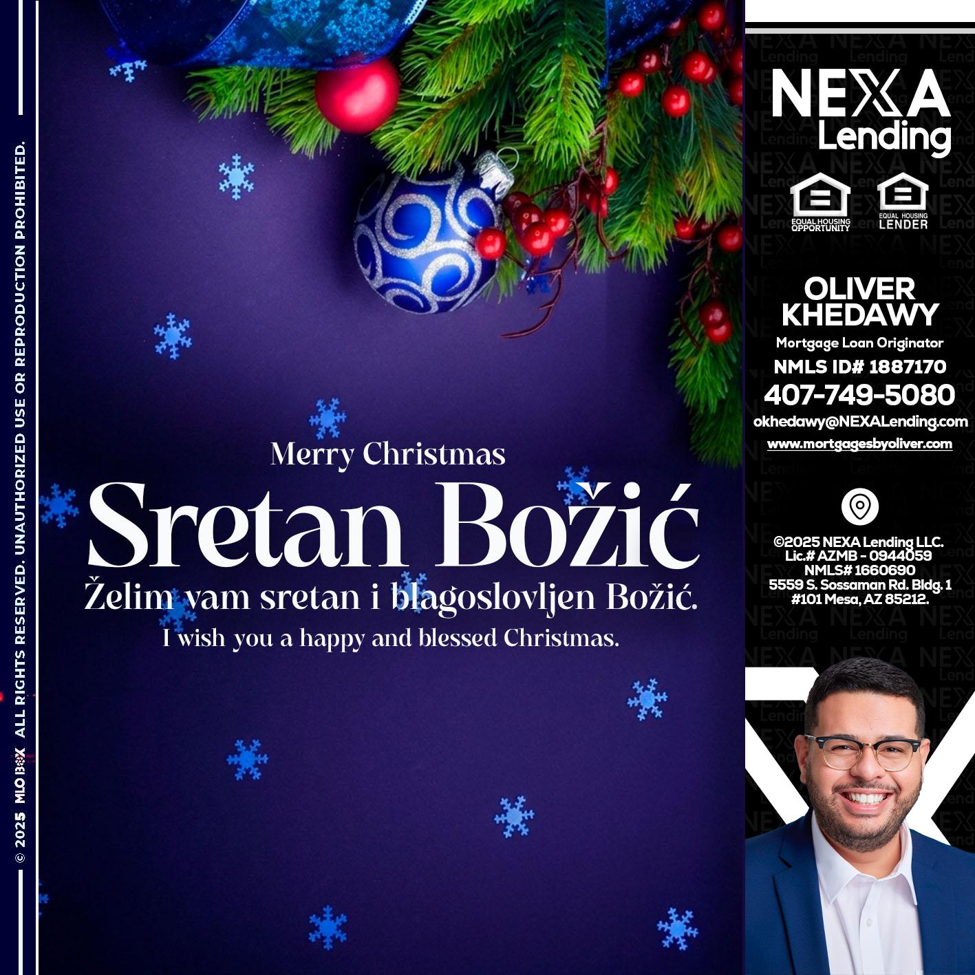 Sretan Božić - Oliver Khedawy -Mortgage Loan Originator
