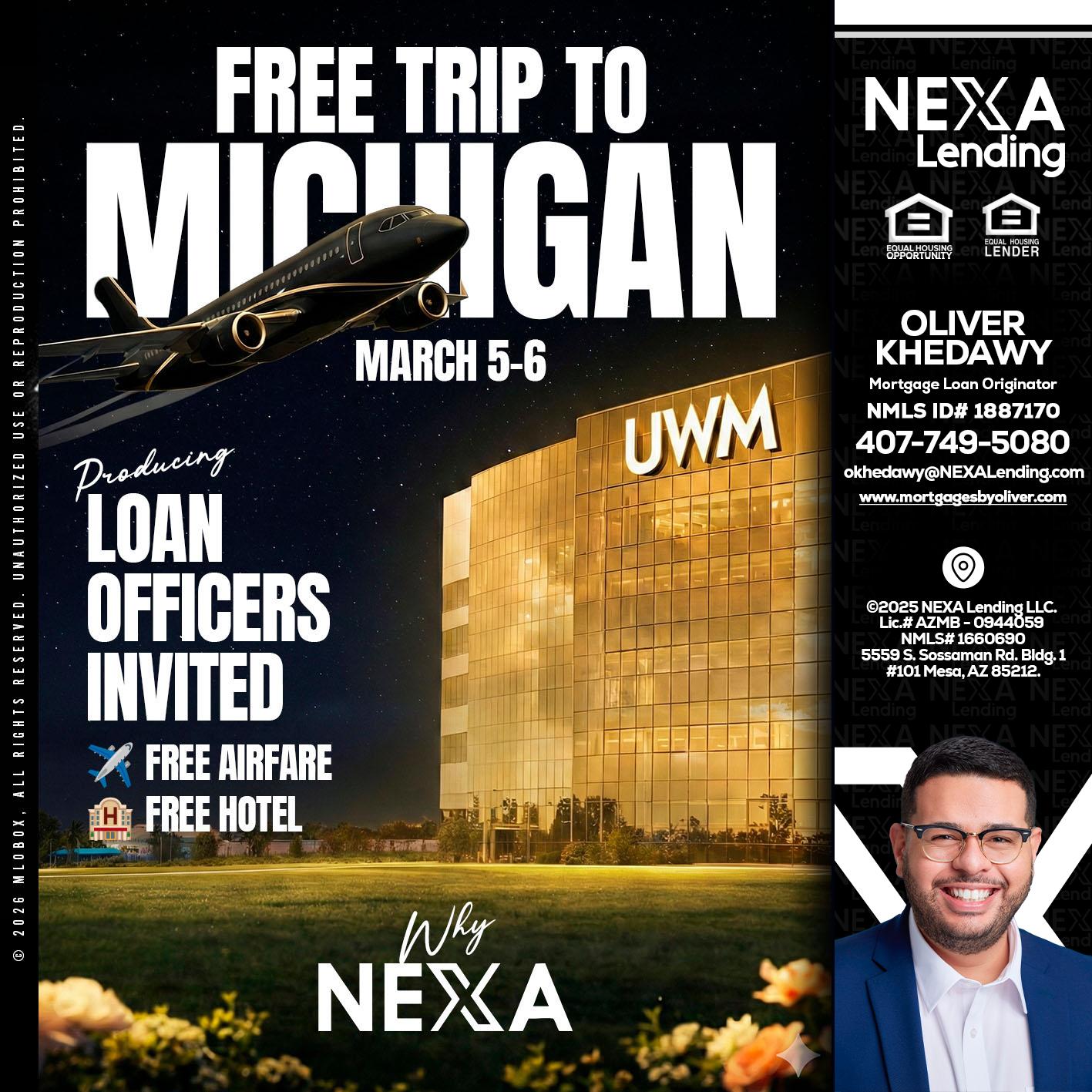 free Michigan trip - Oliver Khedawy -Mortgage Loan Originator