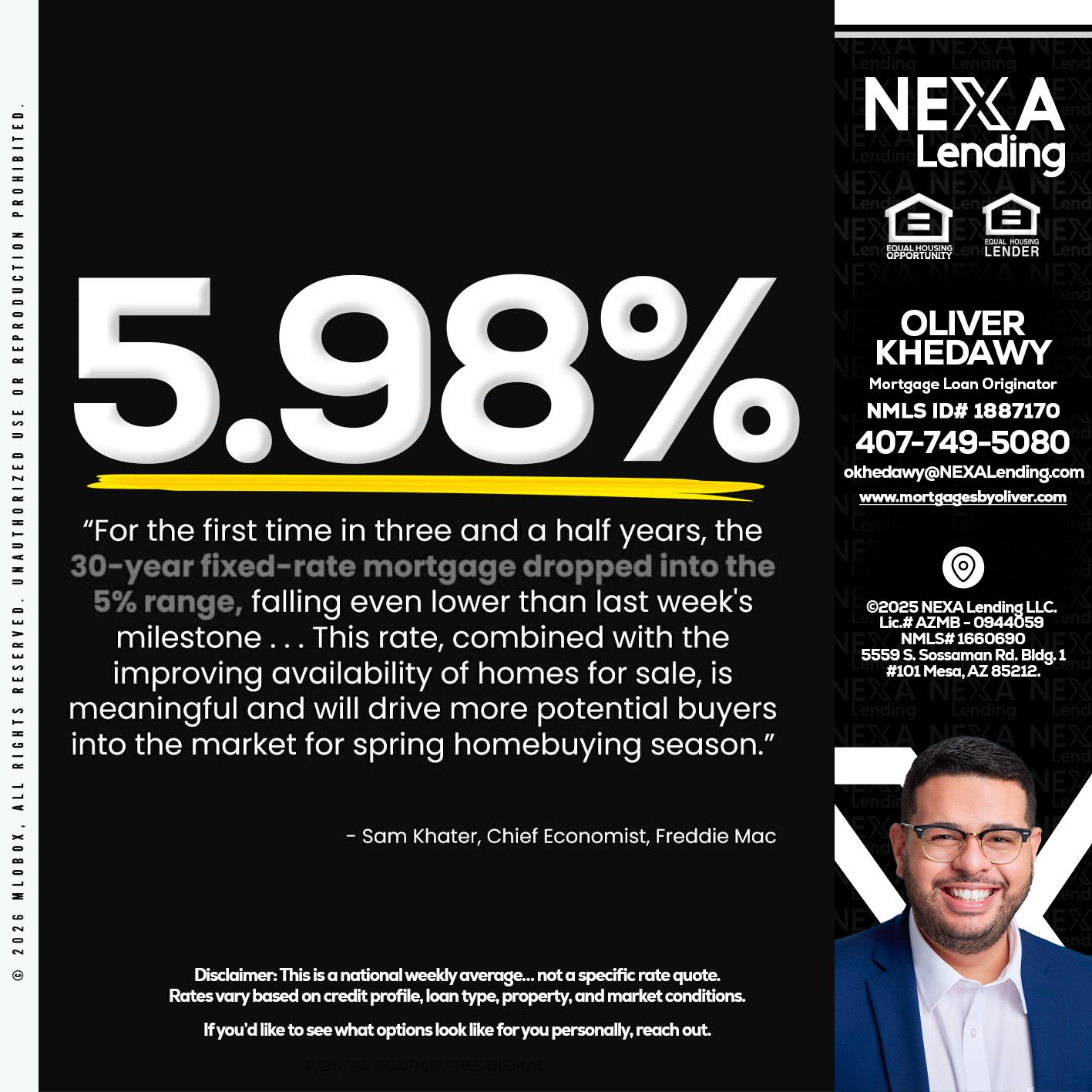 5.98% - Oliver Khedawy -Mortgage Loan Originator